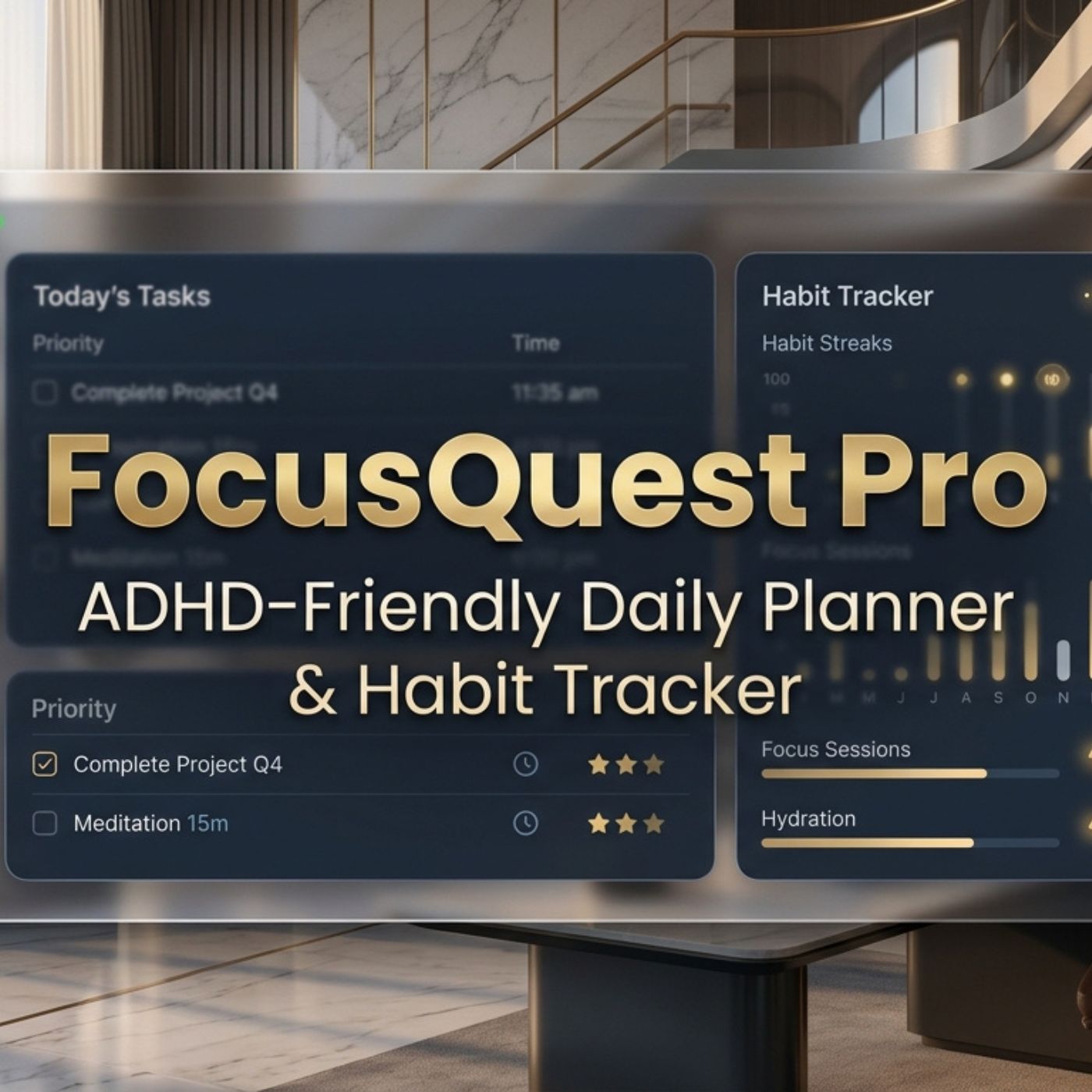 FocusQuest Pro — ADHD-Friendly Daily Planner & Habit Tracker