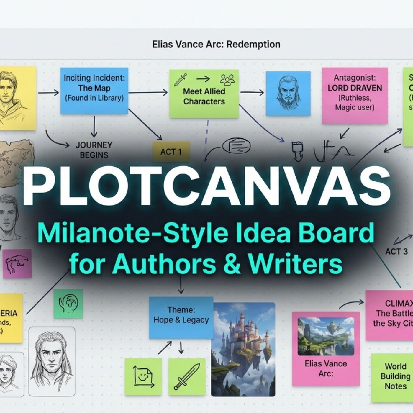 PlotCanvas — Milanote-Style Idea Board for Writers