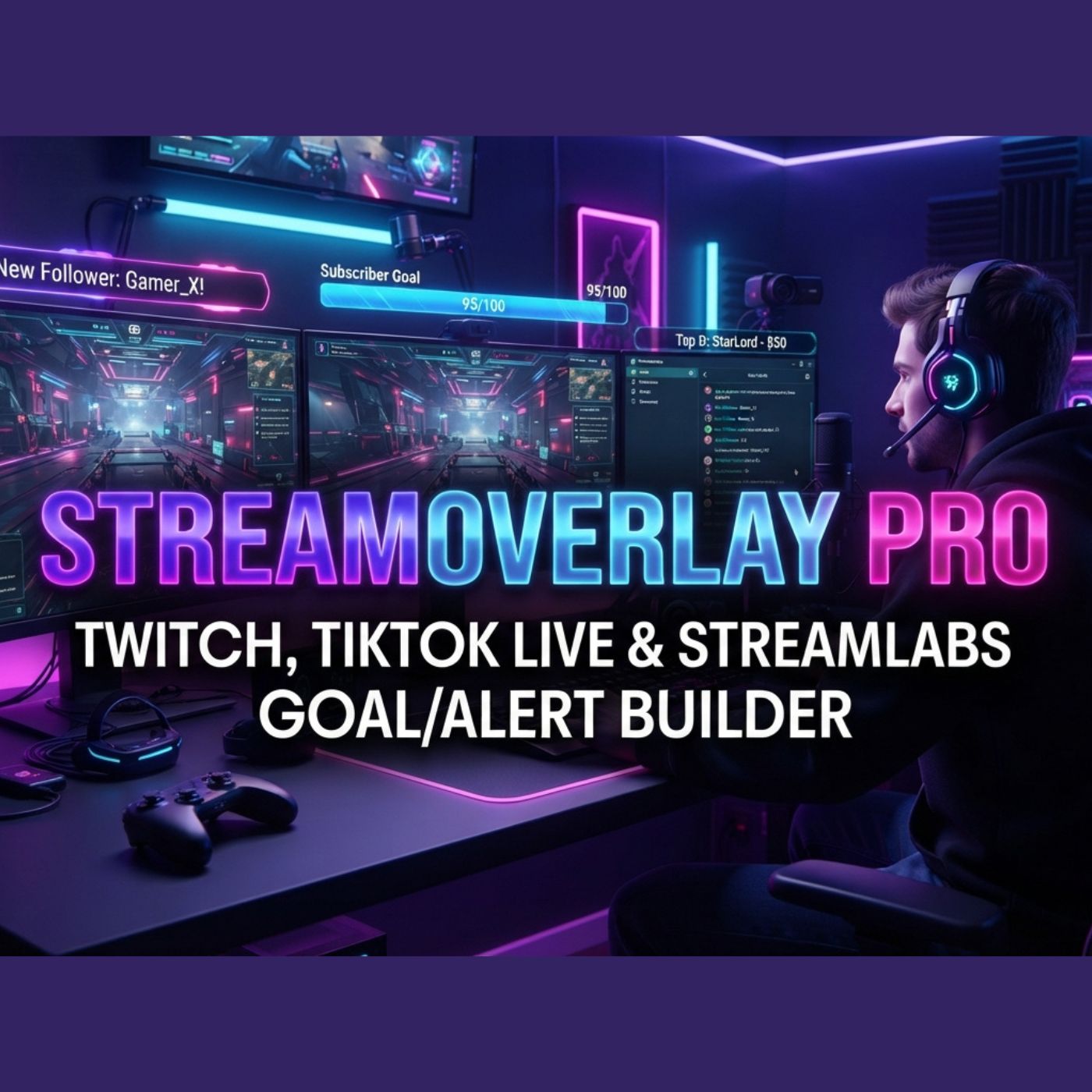 StreamOverlay Pro — Twitch, TikTok Live & Streamlabs Goal/Alert Builder